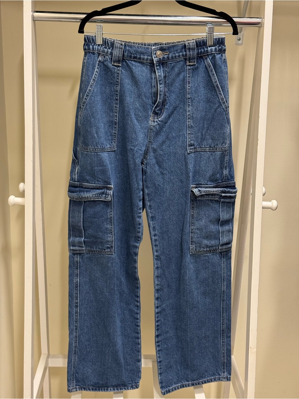 Wax Jean Relaxed Blue Cargo Jeans for Women